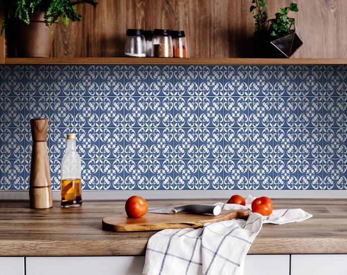 6" X 6" Wedgwood Blue And White Peel And Stick Removable Tiles