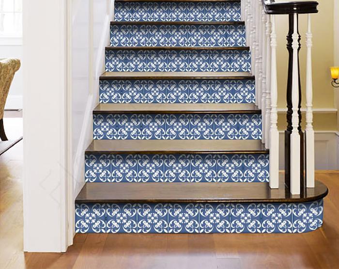 6" X 6" Wedgwood Blue And White Peel And Stick Removable Tiles
