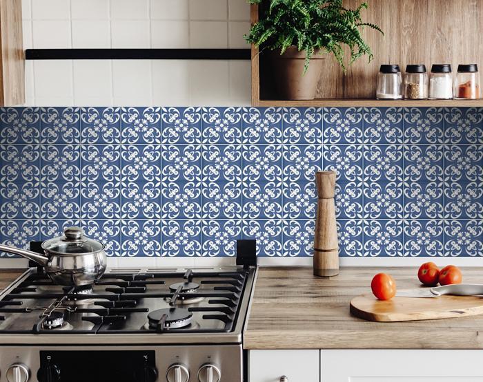6" X 6" Wedgwood Blue And White Peel And Stick Removable Tiles
