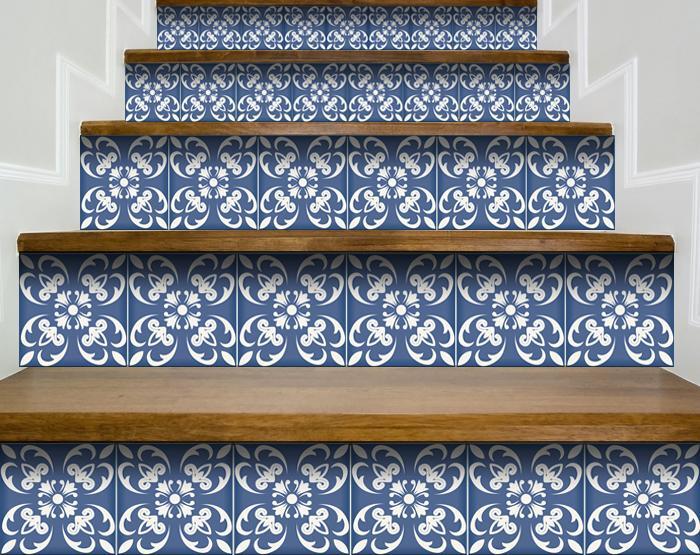 6" X 6" Wedgwood Blue And White Peel And Stick Removable Tiles