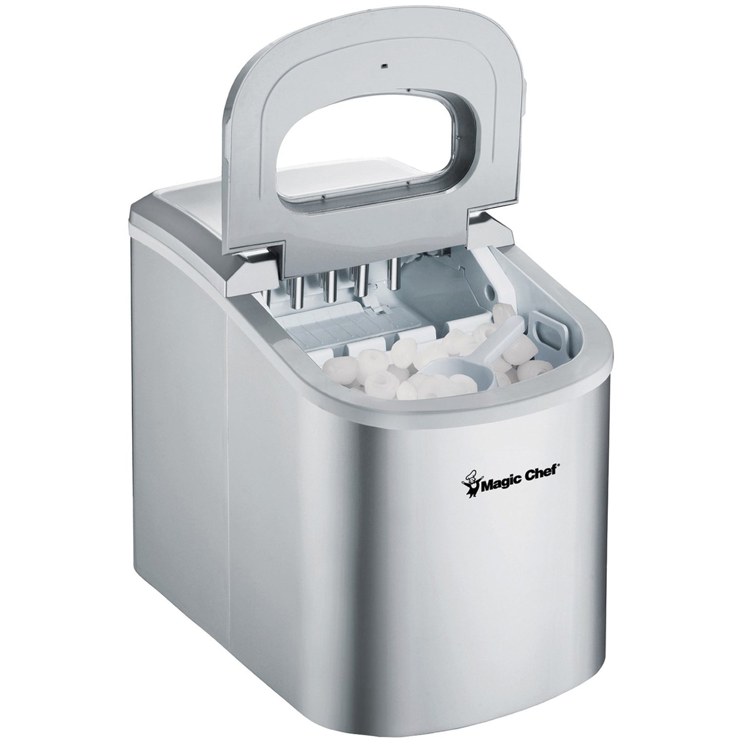 Magic Chef MCIM22SV 27-Pound-Capacity Portable Ice Maker (Silver with Silver Top)